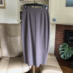 Maxi-length pencil skirt in a soft brown color.  100% wool.